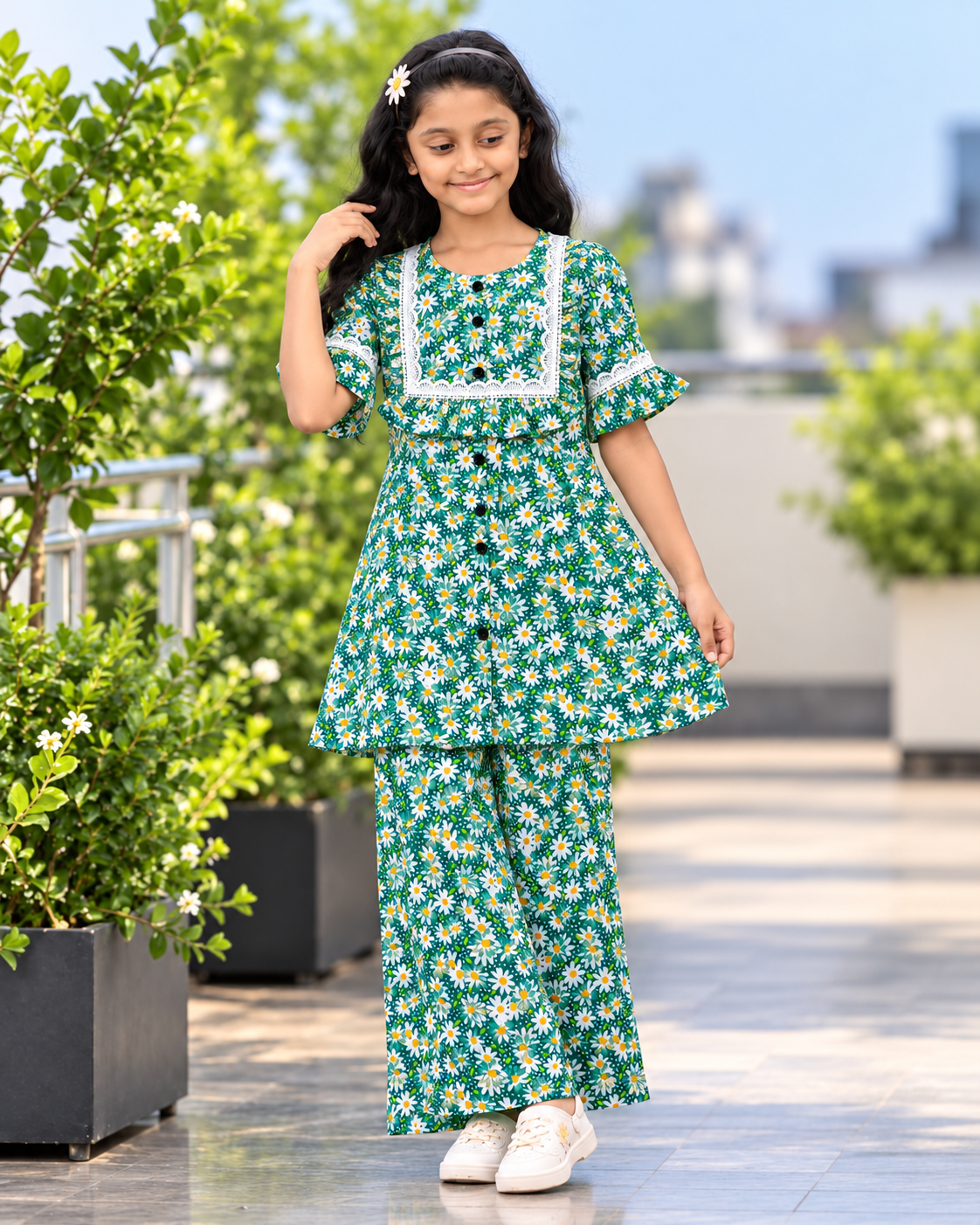 Summer Special Floral Co-ord Set for Girls - 001