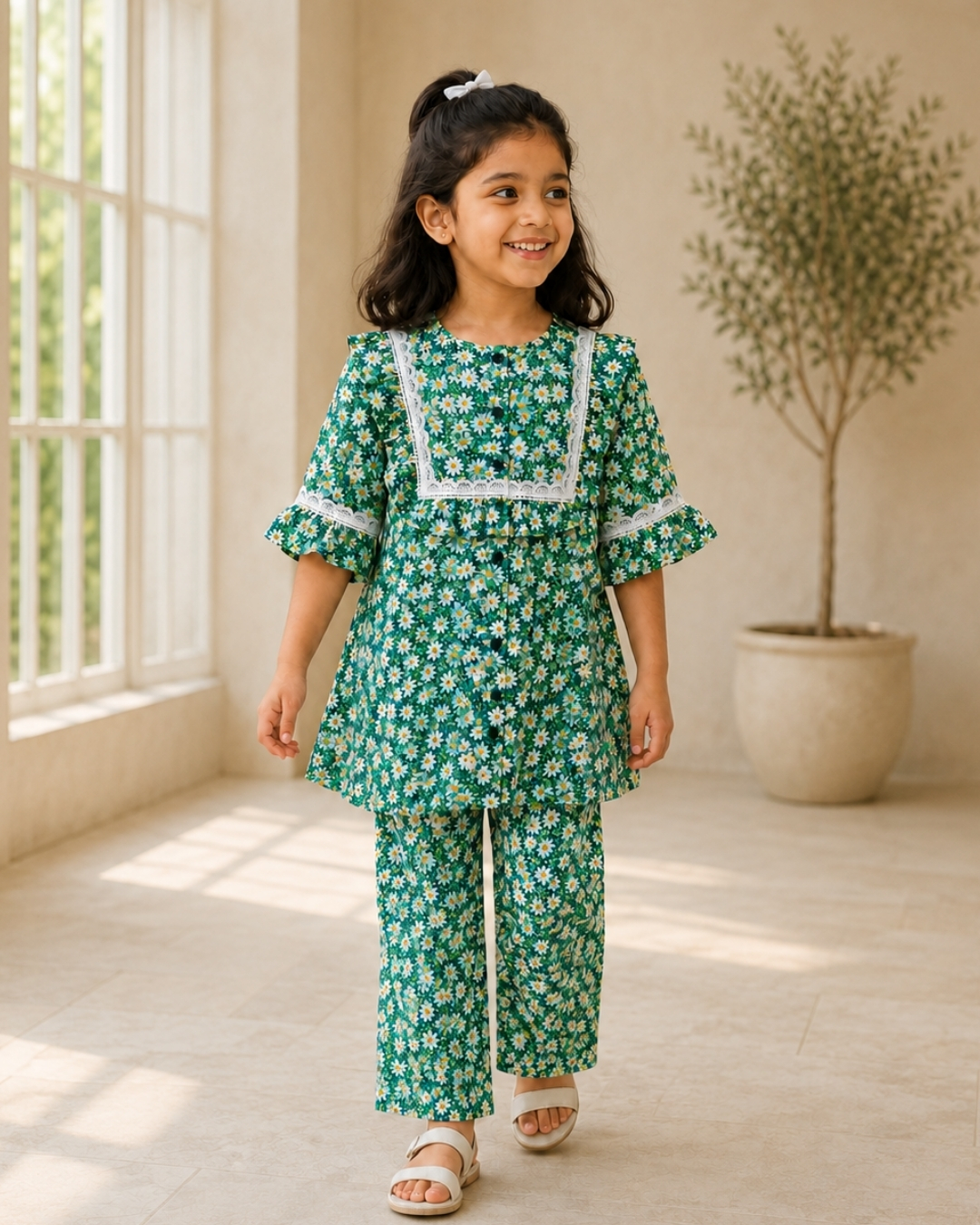 Summer Special Floral Co-ord Set for Girls - 001